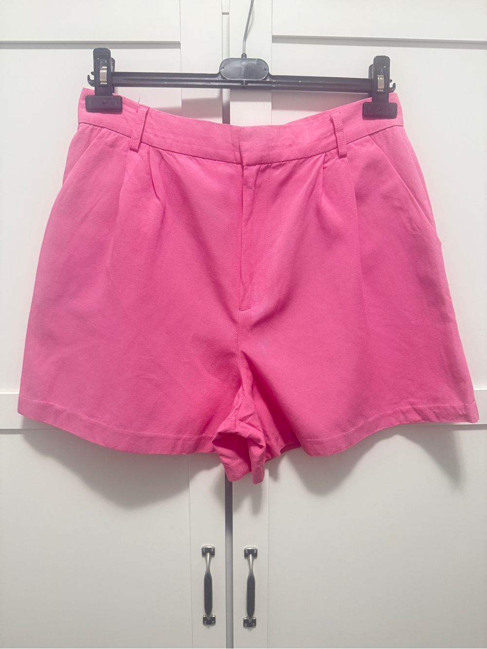 Zara Pink Linen Blend High Waist Shorts Size M